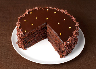 Chocolate cake on a dark background