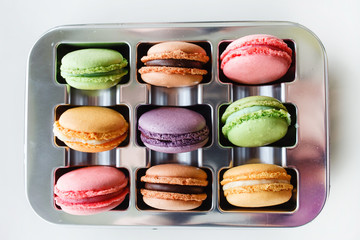 traditional french colorful macarons