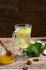 Ginger tea with mint and honey