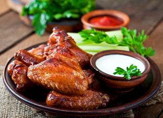 Baked chicken wings with teriyaki sauce