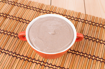 Close up of creamy mushroom soup.