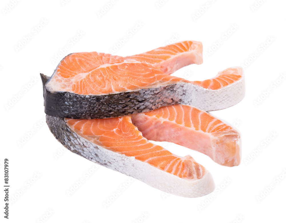 Sticker two fresh salmon steaks.