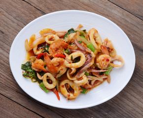 Thai Food Spicy squid Curry and  shrimp