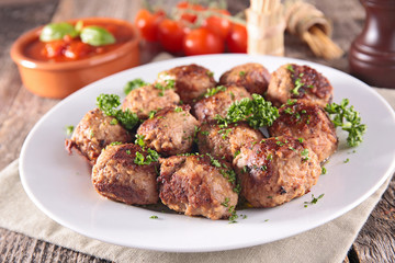 grilled meatball and herbs