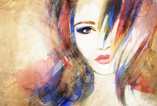 woman portrait .abstract watercolor © Anna Ismagilova