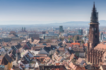 Freiburg Cathedral city view