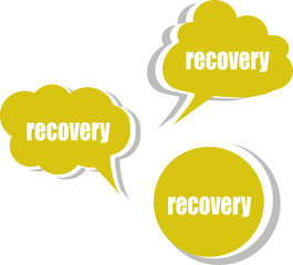recovery. Set of stickers, labels, tags. Business vector