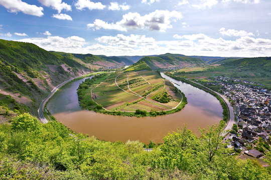 loop of Moselle river in spring