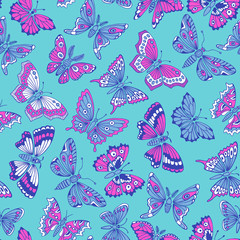 Seamless pattern with decorative butterflies.