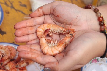 BBQ shrimp delicious on the hand