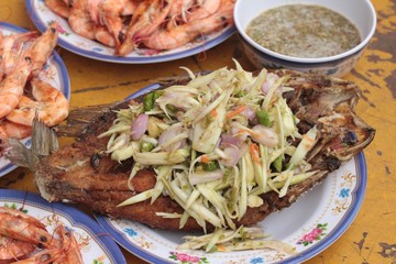 Fried Fish with Mango Salad