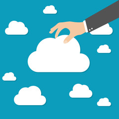 Businessman hand picked clouds