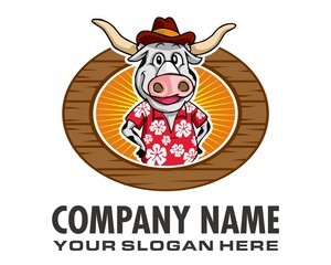 cowboy bull logo image vector