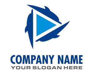 blue dolphins triangle logo image vector