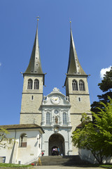 Fototapeta na wymiar Church of St. Leodegar (Hofkirche) Lucerne, Switzerland