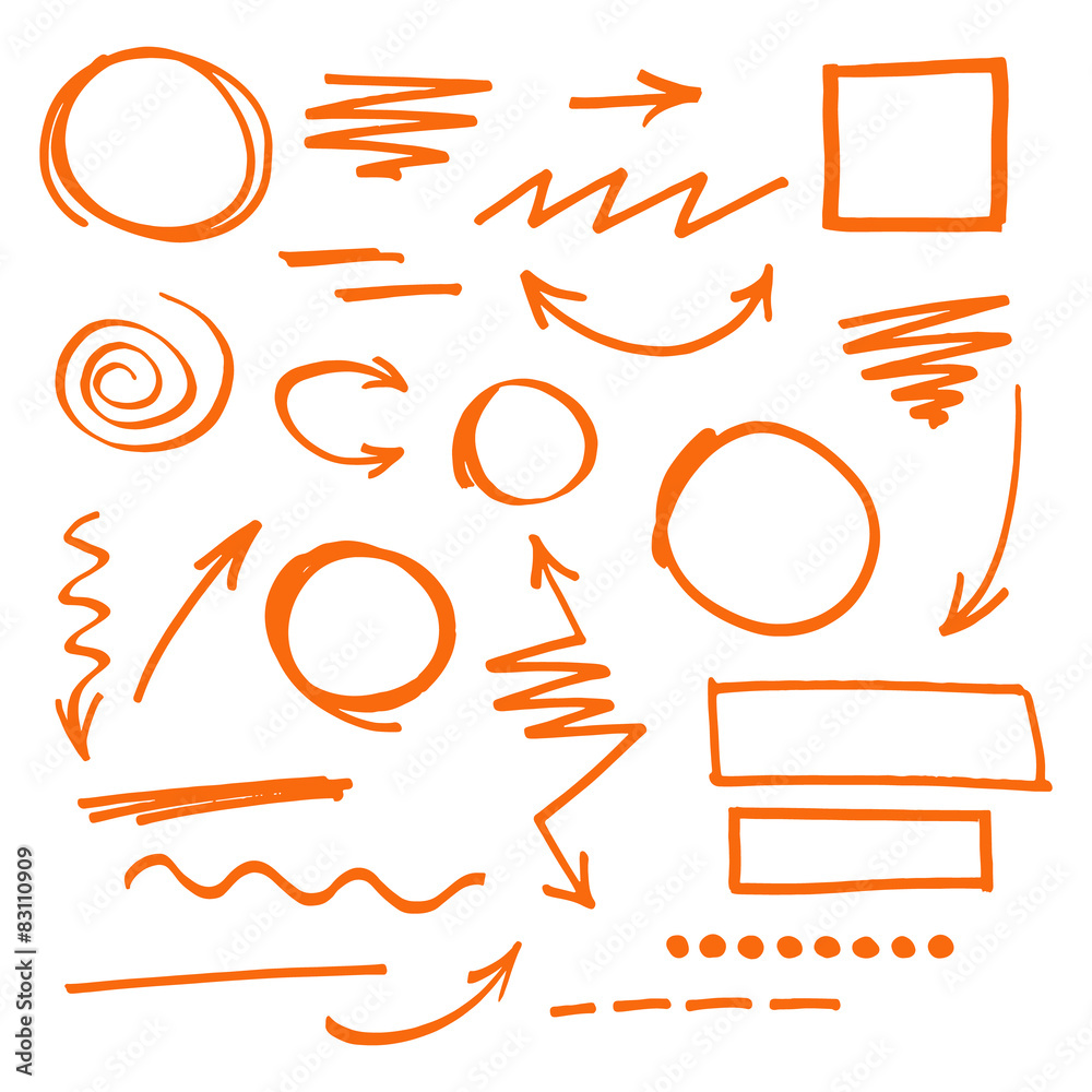 Poster Arrows, lines and geometric shapes. Hand drawn design elements.