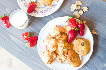 Strawberry in a plate on white background