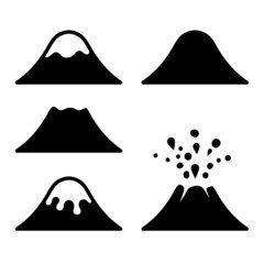 Volcano Icons Set. Vector