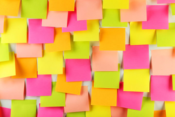 Many colorful stickers on white background