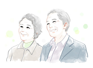 笑顔の老夫婦