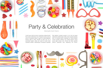 party and celebration elements on white background