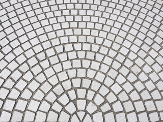 Tiles floor with radial pattern