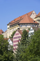Die Burg Schloss Hohentübingen zu Tübingen, Deutschland.