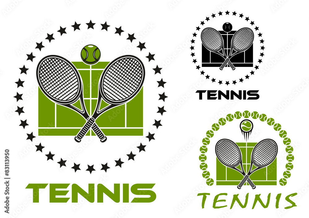 Wall mural Tennis game sports emblems and icons