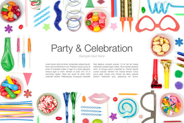 party and celebration elements on white background