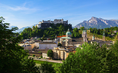 Obraz premium Panorama, Salzburg Altstadt und Festung Hohensalzburg