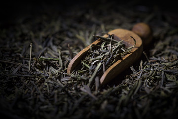 Green tea leaves