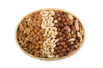 Mix nuts in wicker basket