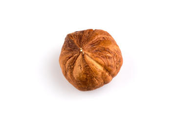 Hazelnuts on the white background