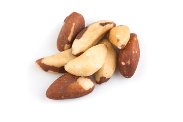 Brazil nuts on white close up