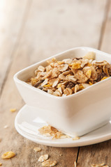 Muesli on Wooden Background