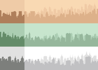 Set of an original vector city silhouette.