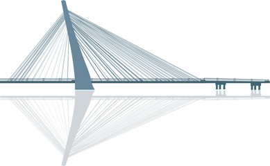 blue modern bridge with reflection