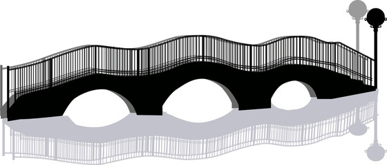 black three arch bridge isolated on white