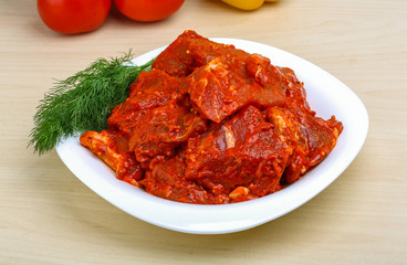 Raw marinated meat for bbq