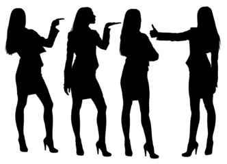 Silhouettes of businesswoman in different postures