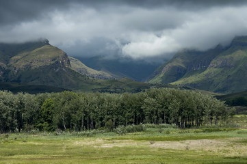 Drakensberg mountain in one stormy day