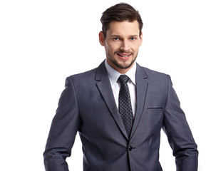 business, people and office concept -  businessman in suit