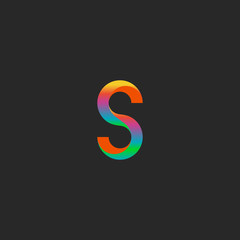 S letter geometric illusion gradient logo, mockup graphic shape