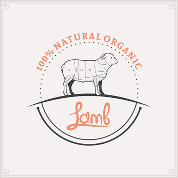 Butcher Shop Logo, Meat Label Template, Lamb Cuts Diagram