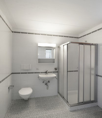 Interiors of empty apartment, bathroom