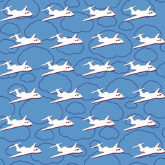 Vector seamless background with airplanes