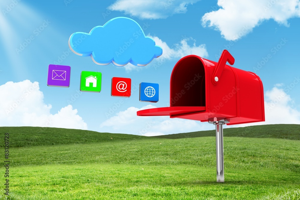 Poster composite image of red email postbox