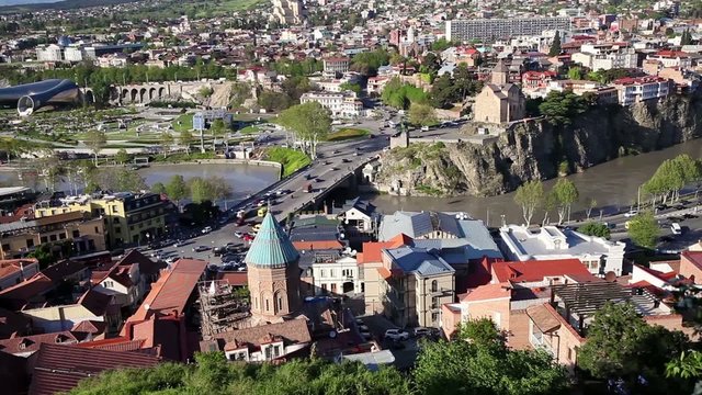 View from Narikala fort on Tbilisi cityscape, Georgia