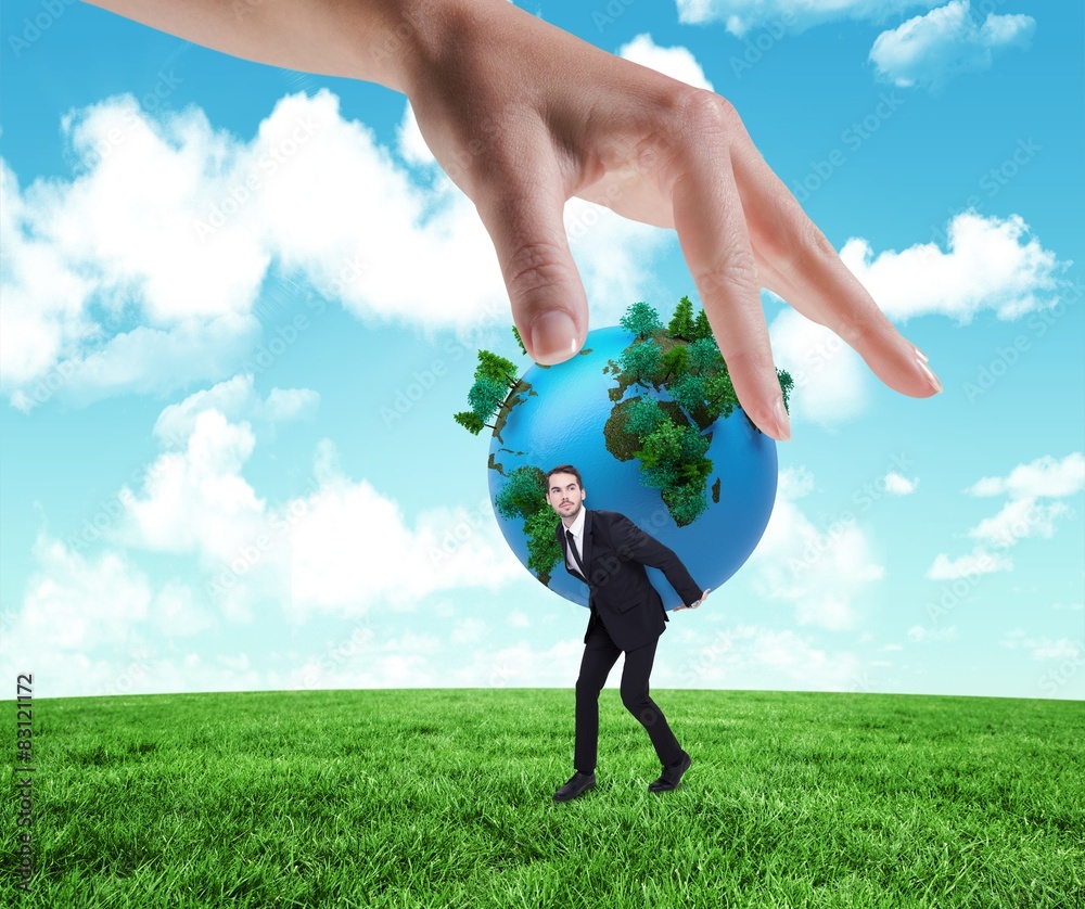 Poster composite image of hand showing
