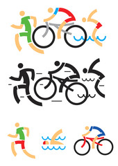 Obraz premium Triathlon cycling swimming icons